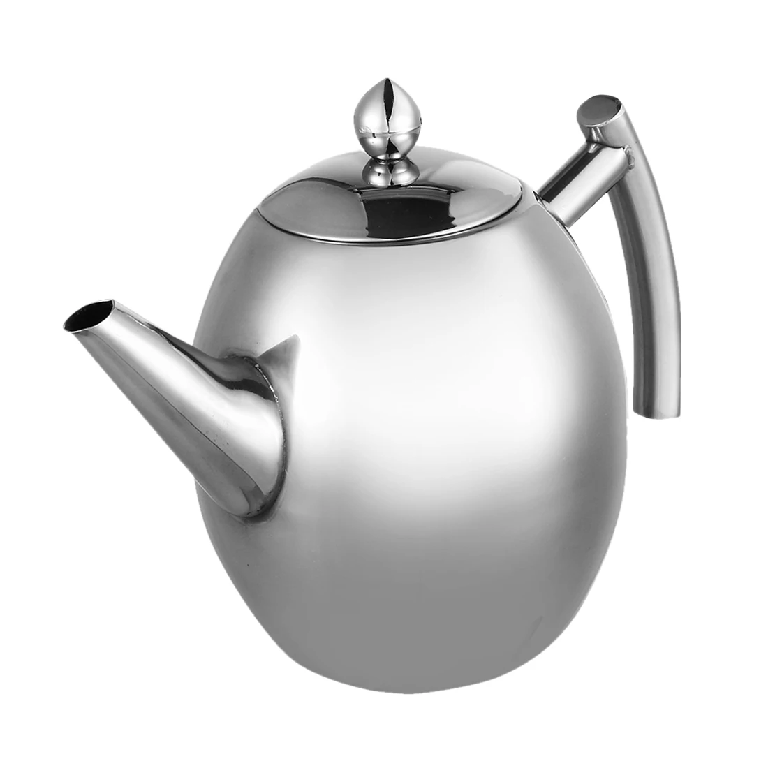 Stainless Steel Teapot Tea Maker Heated Pot With Removable Strainer Infuser Silver Fit for Home Hotel Cafe Bar Restaurant