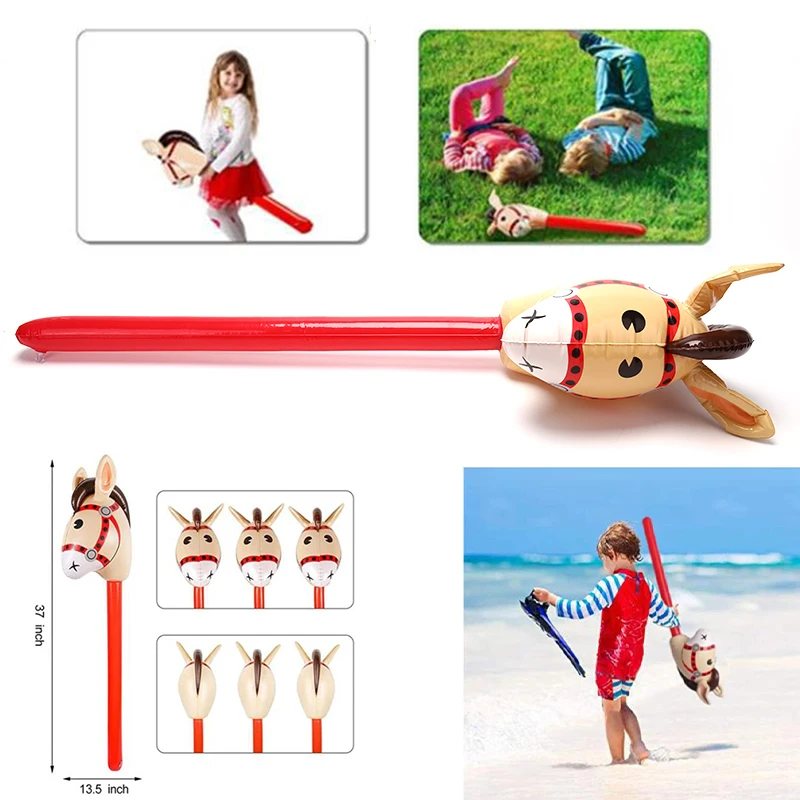 Inflatable Horse Heads Cowgirl Stick Outdoor Educational Children Kid Gifts Toys 2