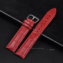 Elegant Universal Leather Watch Strap - Premium Replacement - 20mm (Red)