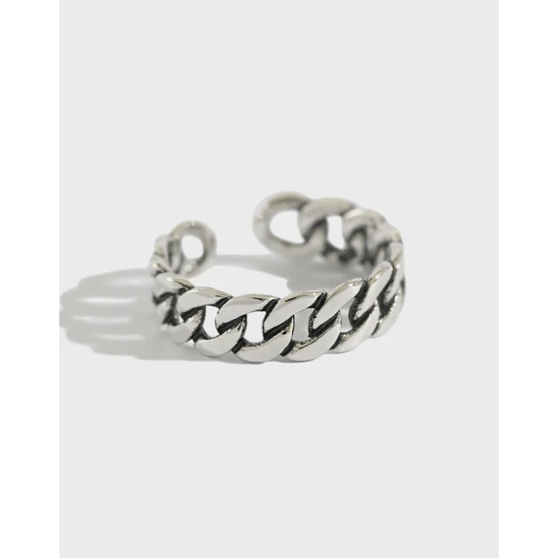 

Uniorsj 925 Sterling Silver Jewelry Vintage Style Chain Design Open Rings for Women Lovers Valentines Gift