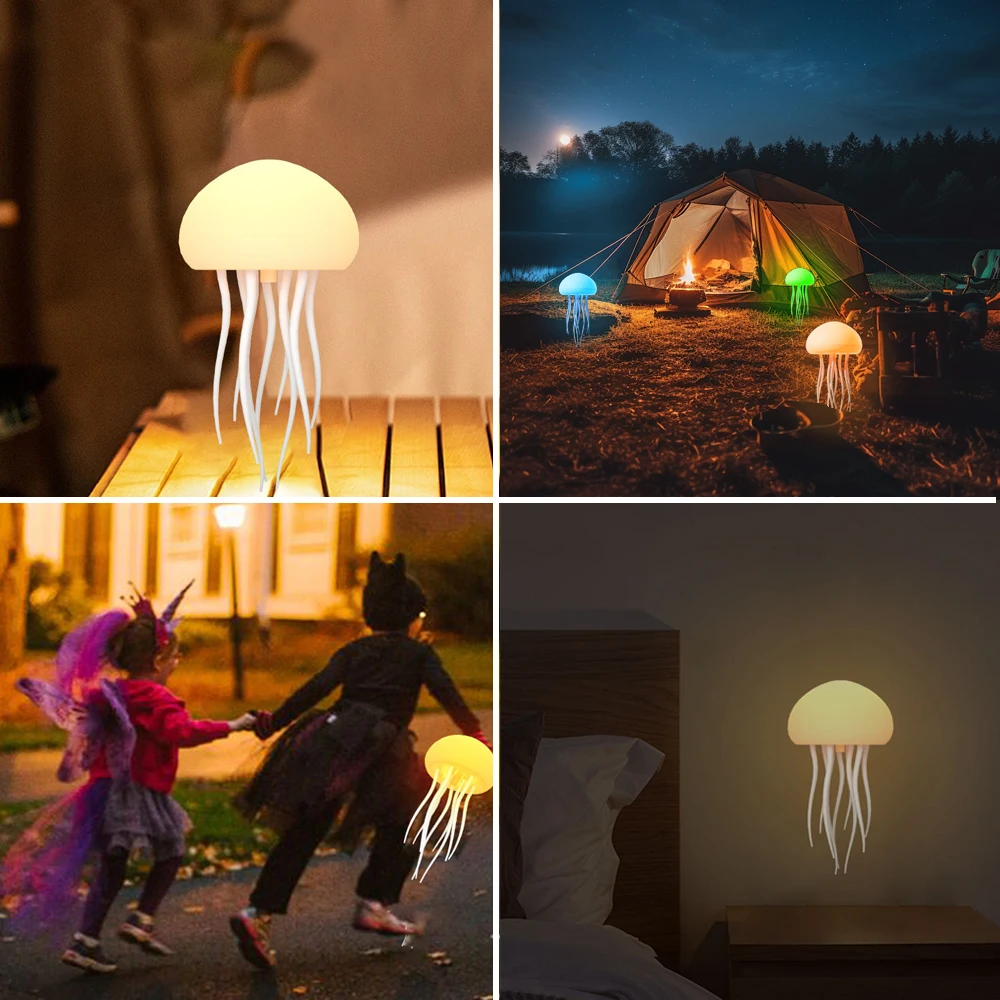 RGB Cartoon Jellyfish Night Lights Voice Control Jellyfish LED Bedside Lamp USB Gradient Colorful Kid Bedroom Ambient Night Lamp 6