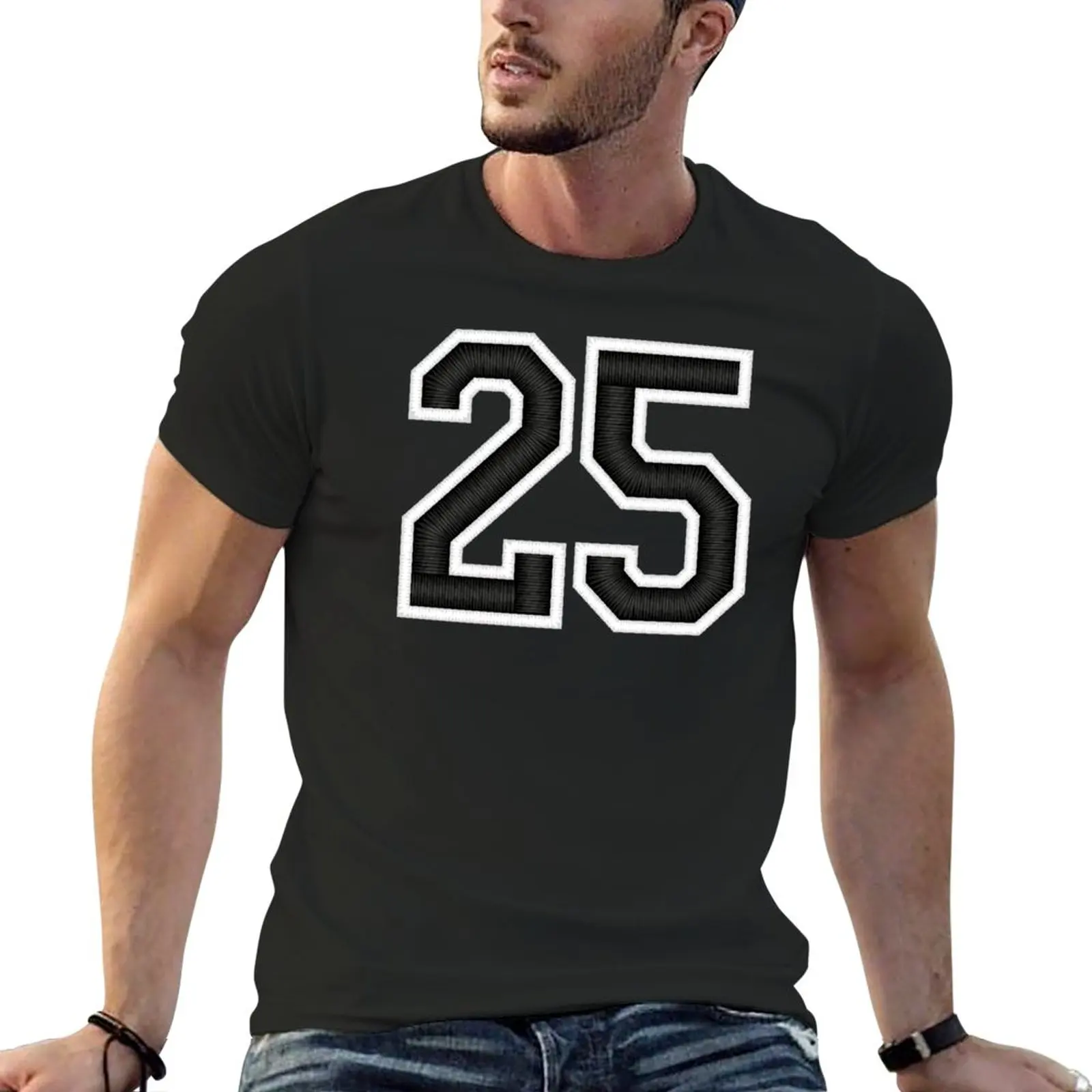 New 25 Black Jersey Sports Number Twentiful Football 25 T-Shirt Tee Shirt Mens Magliette Bianche