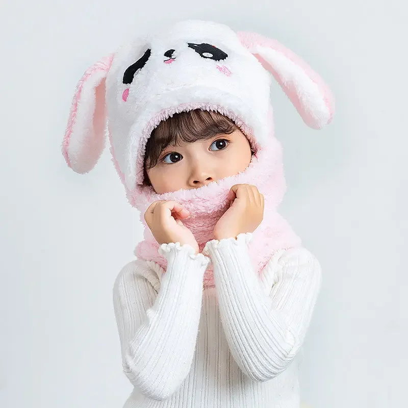 Winter Children Hat Plus Fleece Kids Caps Cartoon Hat For Girls Boys Scarf Thicken Cap Newborn Photography Baby Stuff 6