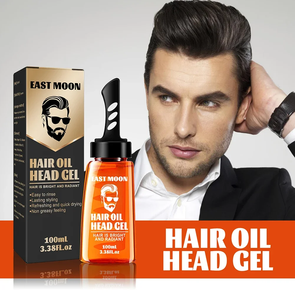 2 In 1 Men Styling Gel Hair Wax Styling Fluffy Comb Oil Head Hair Cream With Wide Tooth Comb Back Hair Styling Cream