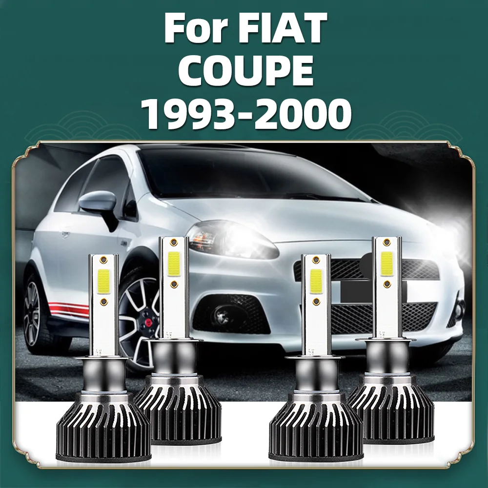 Lampadine A Led 4 Pezzi H1 Faro Turbo Per Auto 9600Lm Fari Automatici Abbaglianti Anabbaglianti 6000K 12V Per Fiat Coupe 1993-1996 1997 1998 1999
