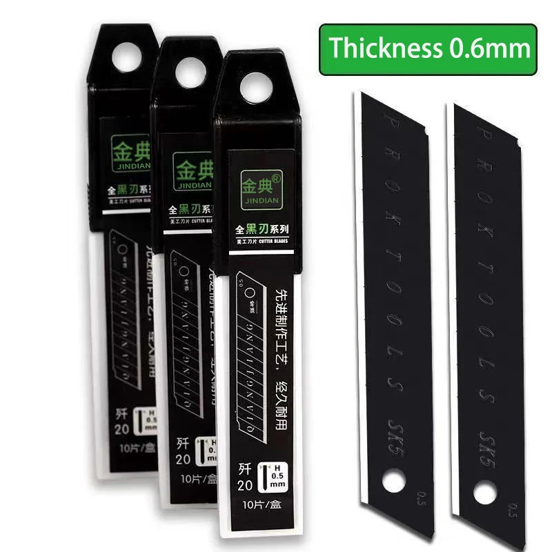 100PCS/1Set 100mm*18mm Stainless Steel Utility Knife Replace Blade Black Silver Tool Carving Blade for Student Office Stationery