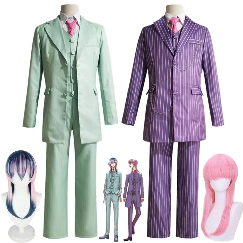 

Anime Tokyo Revengers Rindo Haitani Sanzu Haruchiyo Cosplay Costume Bonten Halloween Casual Daily Wearing Purple Green Suit Wig