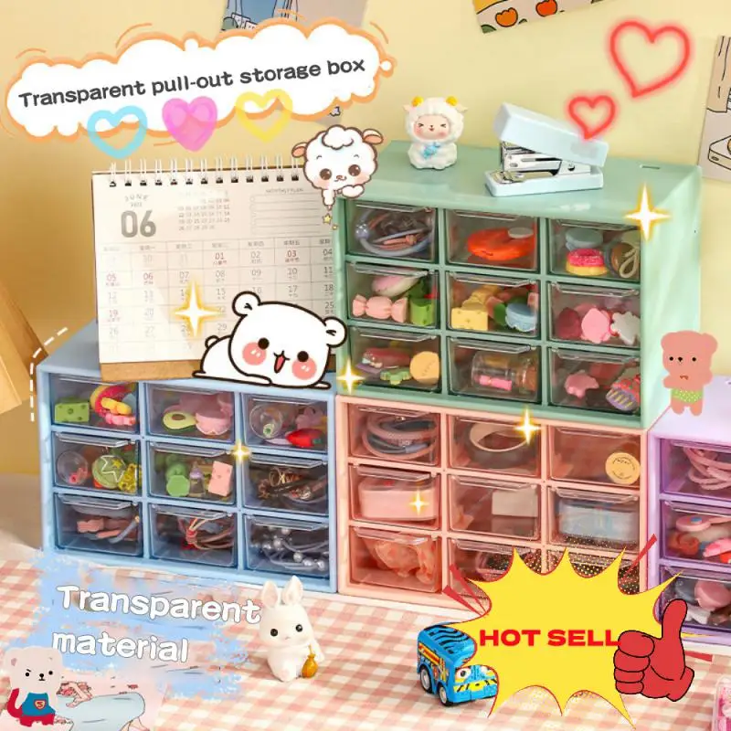 

Ящики для хранения с 9 ячейками, органайзер для хранения, прозрачный маленький ящик, разделенный школьный стол, «сделай сам», коробка для сортировки мелочей