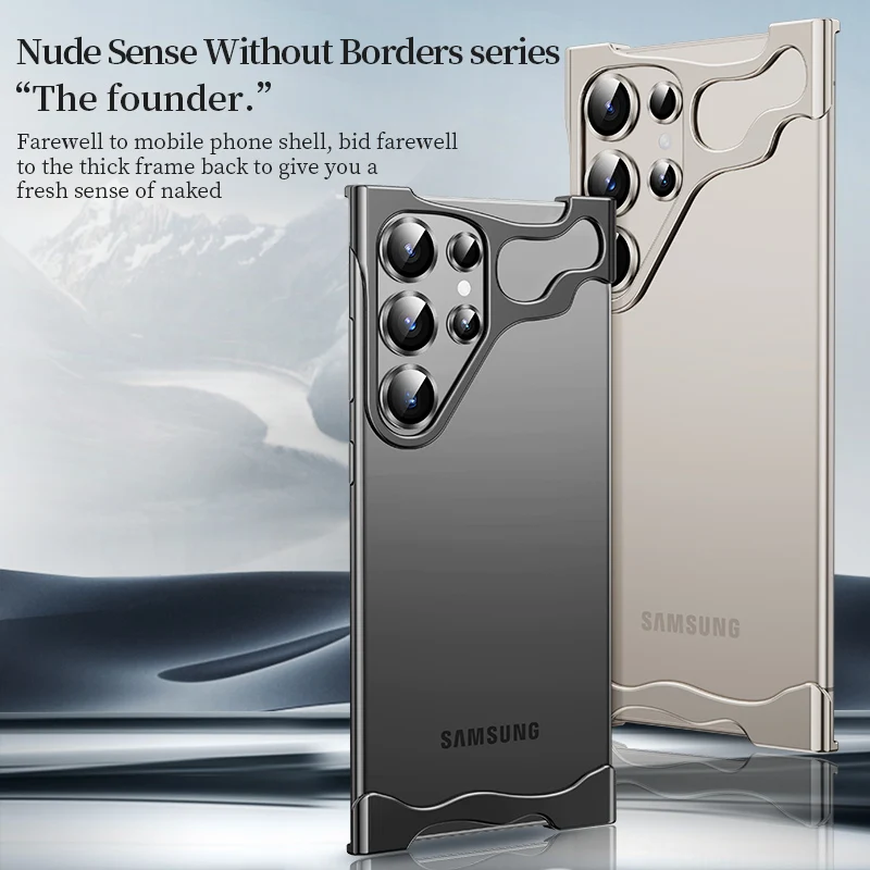 

Роскошный Асимметричный чехол-бампер из алюминиевого сплава для Samsung Galaxy S24 S23 Plus UItra с защитной пленкой для объектива металлическая Противоударная крышка