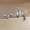 4pcs 18K Gold Plated Dainty Cubic Zirconia Ear Stud Huugie Hoop Earring Stainless Steel Stackable Set For Women Piercing Jewelry 5