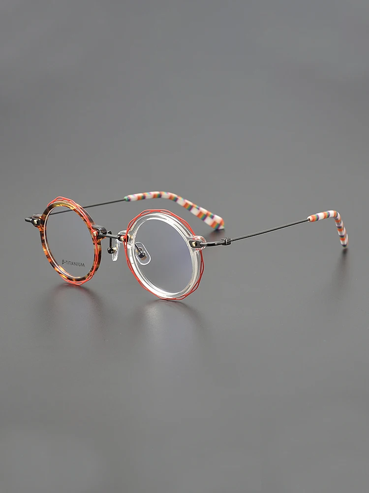 

Niche retro literary titanium glasses frame male designer personality small round frame optical prescription myopia glasses lady