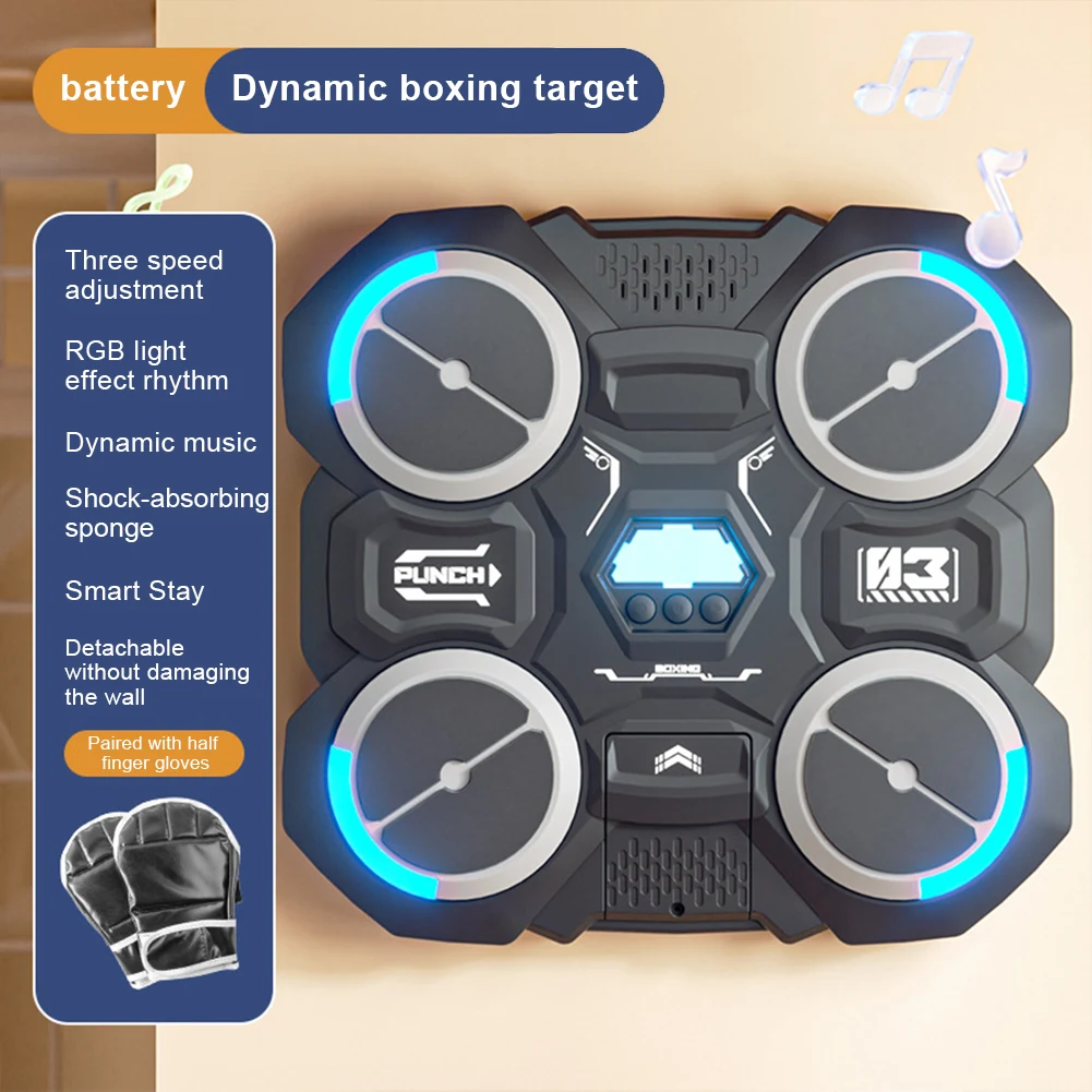 Wall Mounted Music Boxing Machine with Light & Gloves Smart Wall Target Sports Fitness Boxing Trainer Punching Home Exercise Sac7dec369c44480eacb809f4c0383c9bR