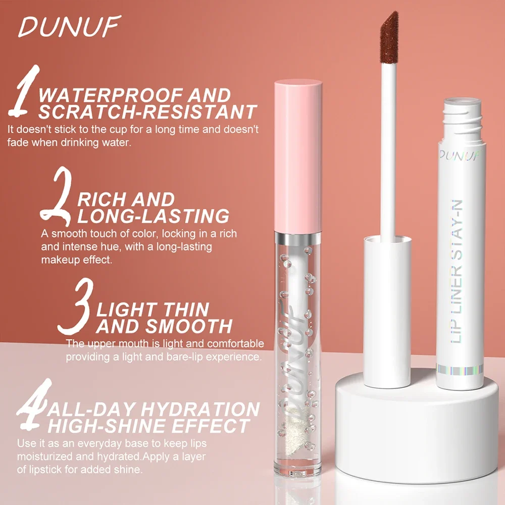 2pcs Long Lasting Peel Off Lip Liner Set With Moisturizing Non Stick Lip Oil Waterproof Stay Nourishing Liquid Care_voghion.com