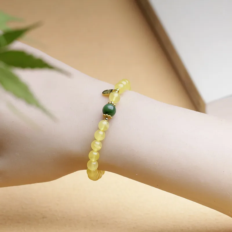 Hochwertiges Geschenk für Freundin, Glück, natürliches Bienenwachs-Armband, weibliches einzelnes Schleifenarmband mit Hotan-Jade-Jaspis und Perlenschmuck
