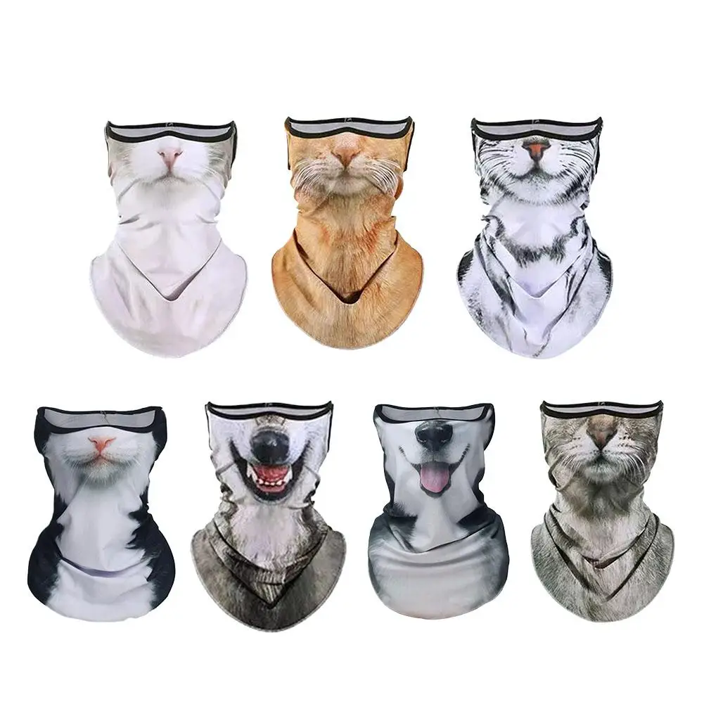 3D Animals Magic Scarf Bandana Breathable Neck Warmer Hanging Ear Outdoor Sports Triangle Face Mask Neckerchief Cycling Headgear