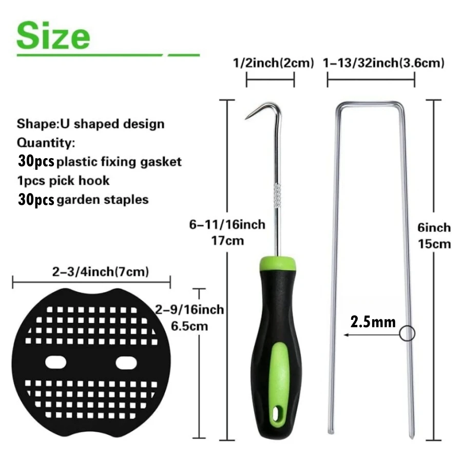 30 Packs Stainless Landscape U-Shaped Staples for Garden Landscaping Fabric Ground Pins Weed Fabric