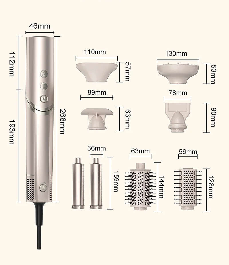 8 in 1 High Speed ​​Hair Dryer Curling Iron Hot Air Comb Set Folding Hair Dryer Multi-function Hair Styling Device 6
