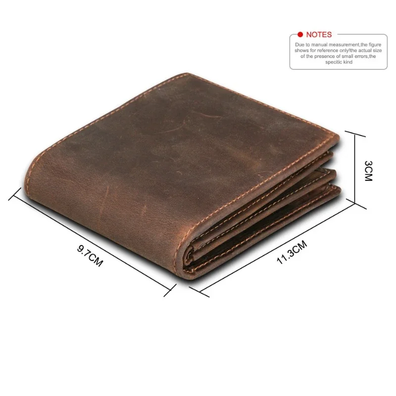 RFID Blocking Men's Oil Wax Skin Wallet Man Vintage Cow Genuine Leather Wallet Male Handmade Billfold Coin Purse Short Wallet