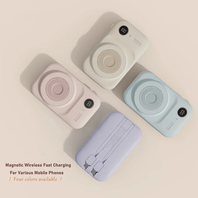 

Power Bank Magnetic Wireless Fast Charging for Various Mobile Phones 10000mAh Comes with Dual Wire