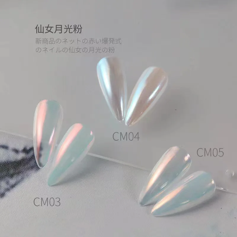 3 색 달빛 오로라 네일 글리터 파우더, 항아리 네이키드 컬러, 슈퍼 브라이트 페어리 파우더, 1 홀로그램 미러 이펙트 파우더-1, 0.2g