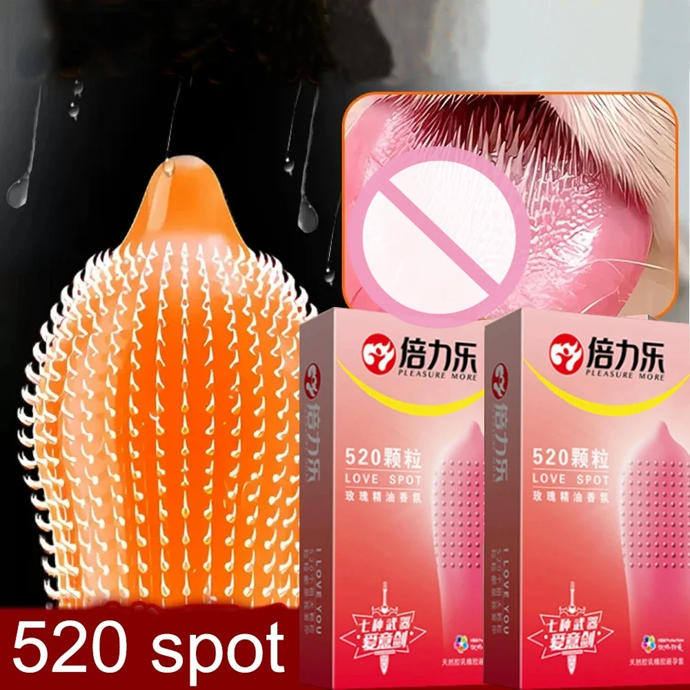 10PCS Latex Condom Sex Toys 520 Particles Penis Sleeves Rose Essential Oil Dotted Condoms Contraception Erotic Products For Men