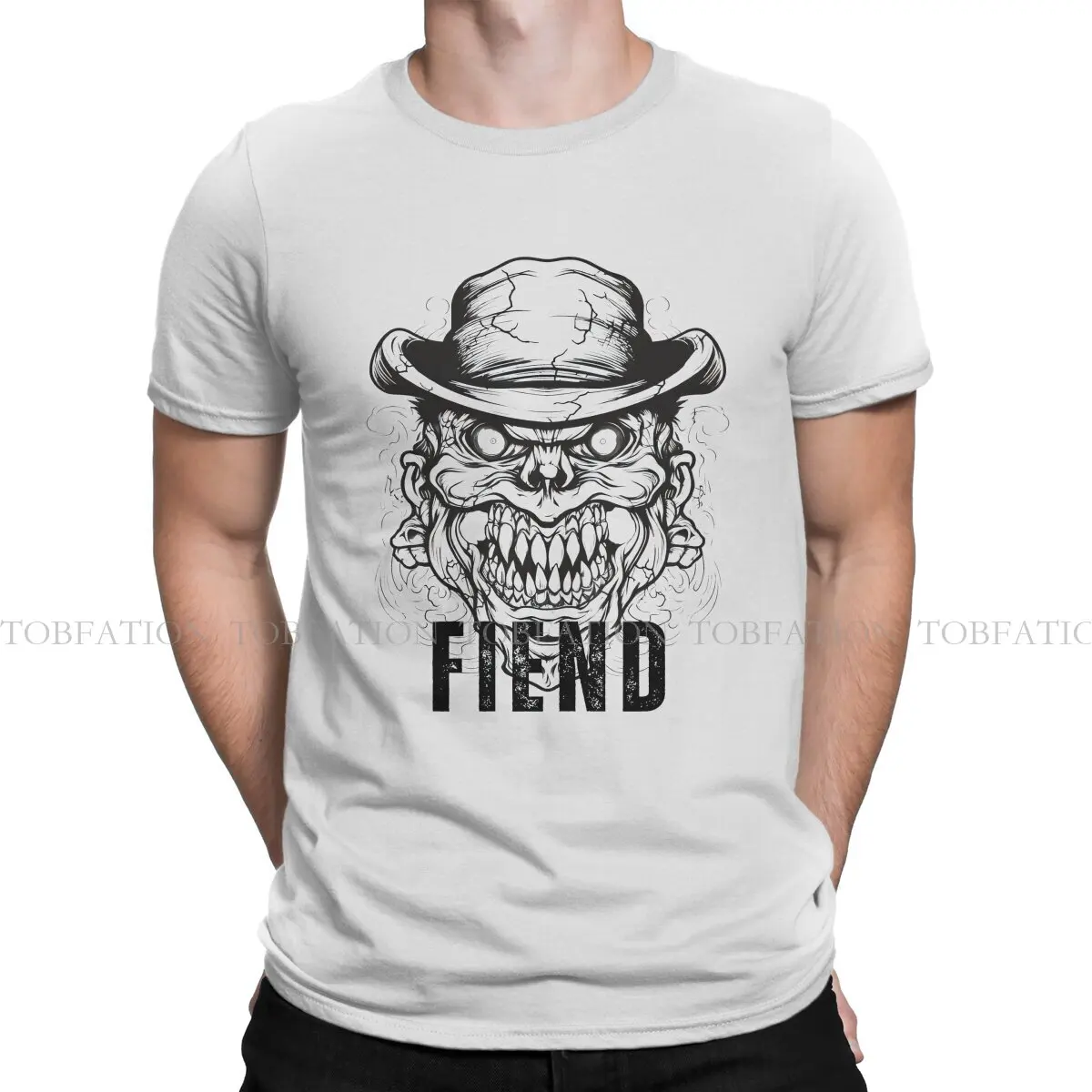 

Футболка The Fiend навредить темный и таинственный с шляпой, Классическая Летняя большая Хлопковая мужская одежда в готическом стиле, футболка в стиле Харадзюку с круглым вырезом