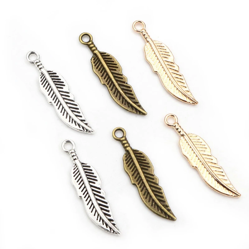 30pcs 30x 7,5mm Feder Charme Tibetischen Antikes Silber Überzogene Anhänger Charms DIY Schmuck Machen Zubehör Erkenntnisse