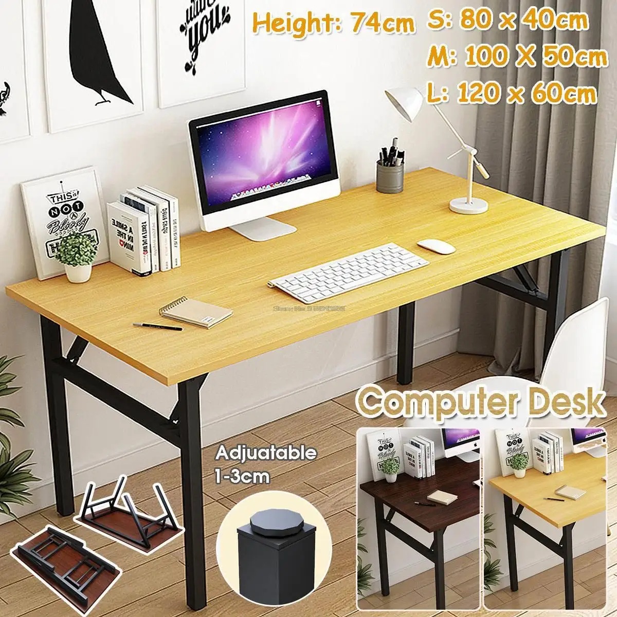 

Folding Wooden Computer Desk Laptop Desk Portable for Home Office Modern Simple Writing Table PC Desk Study Table Furniture