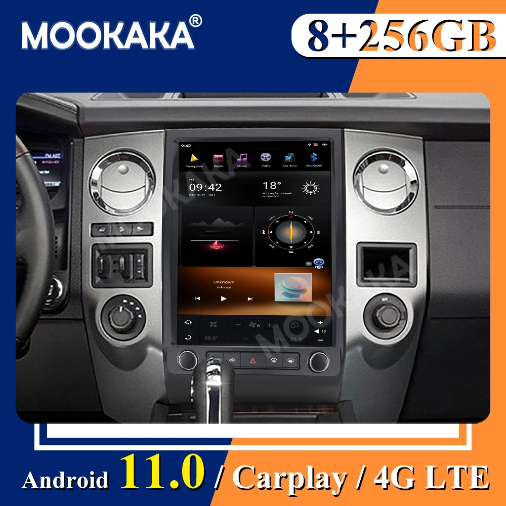 

Система PX6 256G Android11, автомобильная магнитола для экспедиции Ford 2013-2016 12,1 дюймов, экран в стиле Tesla, автомобильная стереосистема, GPS-навигация для автомобиля