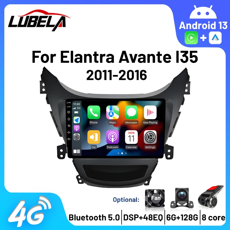 

Car Radio Android 13 For Hyundai Elantra Avante I35 2011 - 2013 2014 2015 2016 Multimedia Player GPS Navigaion 2 din Stereo DVD