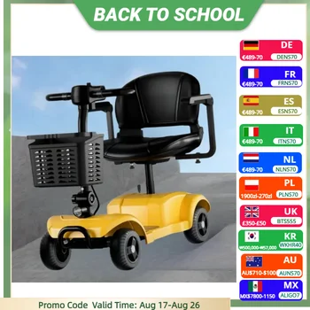 Scooter per mobilità per adulti 4 ruote pieghevole preassemblato con sedile/bracciolo/ammortizzatore di sospensione regolabile Scooter elettrico per famiglie da 300 W