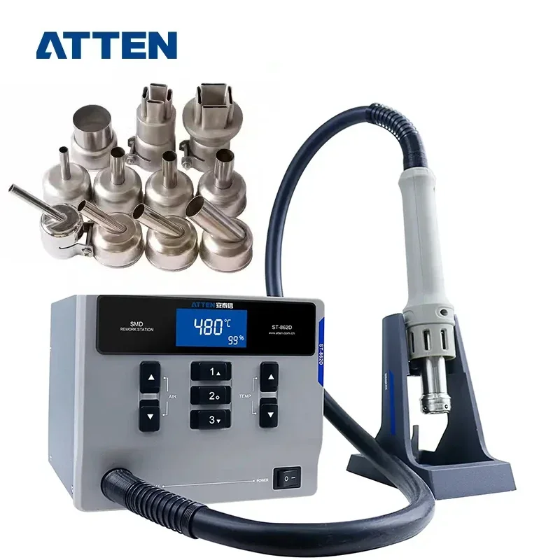 ATTEN ST-862D 110V / 220V 1000W Hot Air Gun Digital Display BGA Rework Station Automatic Sleep Repair Desoldering Station