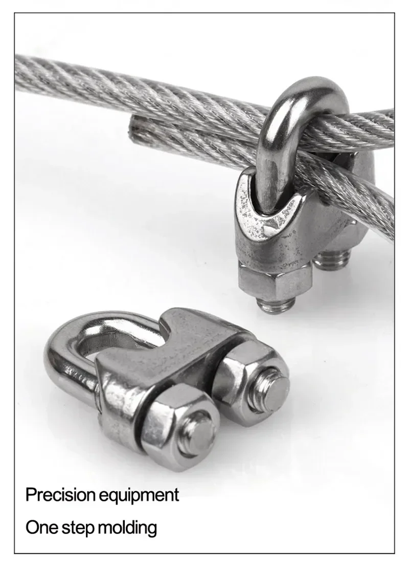 4pcs M2 To M8 Waterproof 304 Stainless Steel Wire Rope Clamp Nut & Bolt Sets U-Shaped Chuck Tie Buckle Clip Rustless