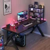 Esports Gaming Table K-shaped Modern Luxury Iron Computer Desks Ergonomic Gaming Player Computer Desk Simple Bedroom Office Desk 3