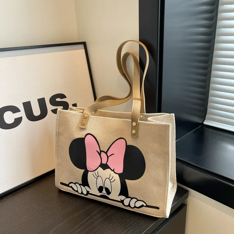 Disney's New Canvas Bag Women Fashion Cartoon Mickey Mouse Donald Duck Mommy Carry Bag Student Shoulder Commuter Tote Bag
