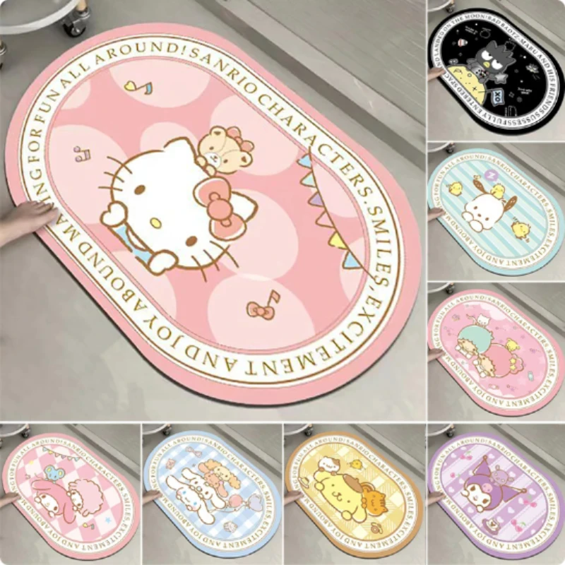 

Напольный коврик Sanrio Hello Kitty, коврики My Melody Kuromi Cinnamoroll, водопоглощающий Быстросохнущий коврик для ванной комнаты, ковер, дверной коврик, Декор