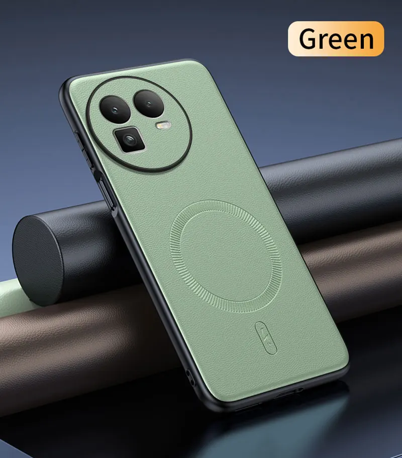 Leather Texture Case with Magnetic Wireless Charging and Camera Protection