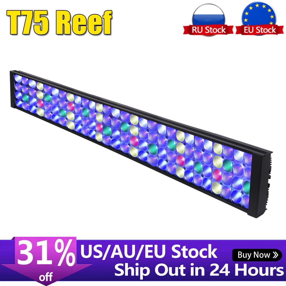 

PopBloom-освещение морского аквариума, полный спектр лампы для коралловых рифов SPS LPS резервуар для соленой воды Turing75, 80-100 см