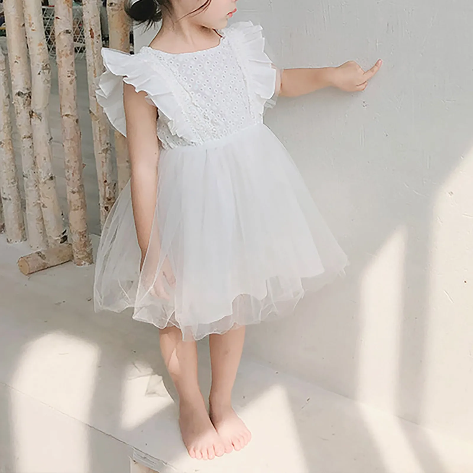 

2024 New Summer Sleeveless Mesh Princess Dress Korean Style Little Girls Dresses Sweet Mesh Party Dress for Girls 1 2 3 4 Years