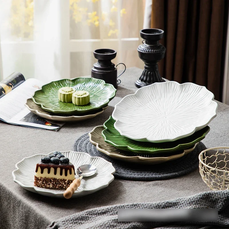 

Пластинки с цветами для еды, 3 цвета, Современная тарелка наборы, керамические розы в японском стиле, набор для ужина, столовая посуда, столовая посуда