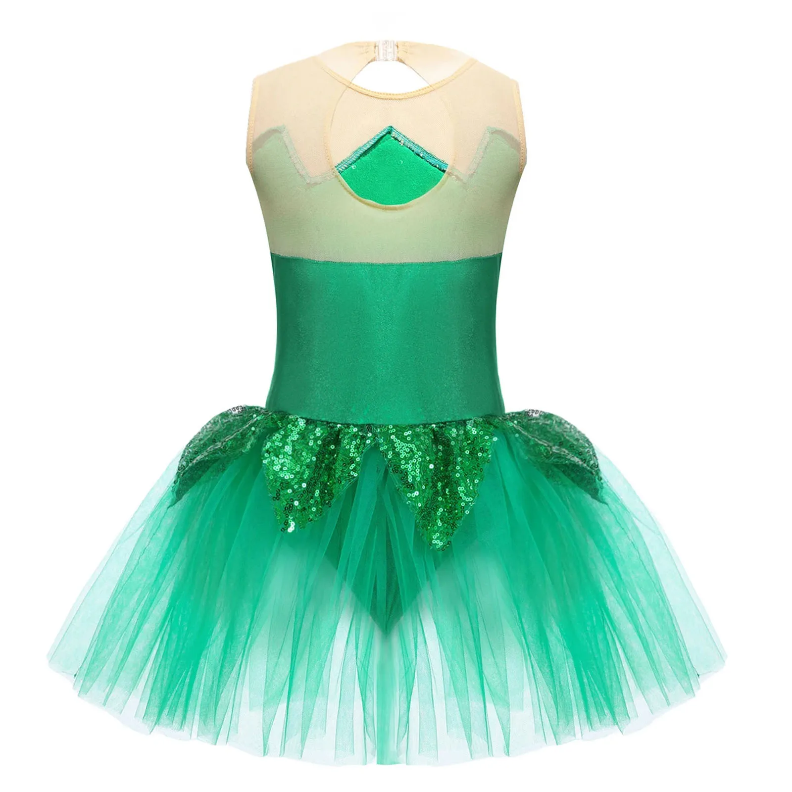 Kids Girls Ballet Dance Costumes Dress Sequins Halloween Elf Mesh Tutu Gymastics Leotard Figure Skating Dance Performance