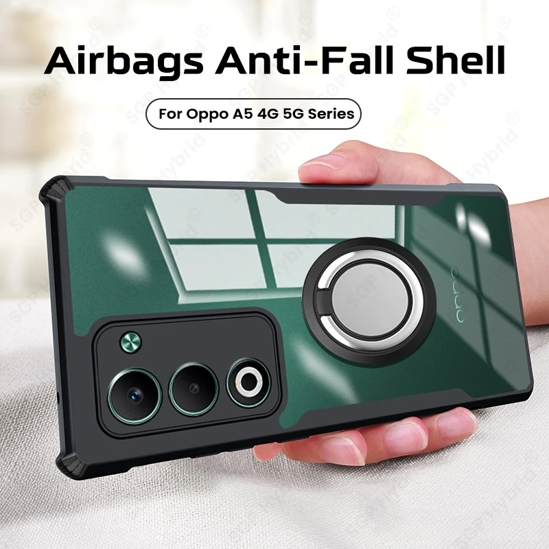 Acrylic Transparent Shockproof Back Cover with Magnetic Holder Ring