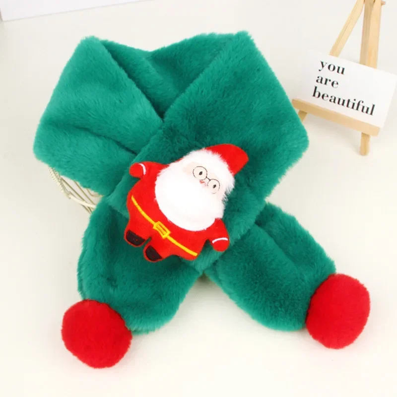 Christmas Scarf Parent Child Plush Angora Yarns Simulation Lapin Fur Winter Children Cartoon Winter Scarves for Boy and Girl