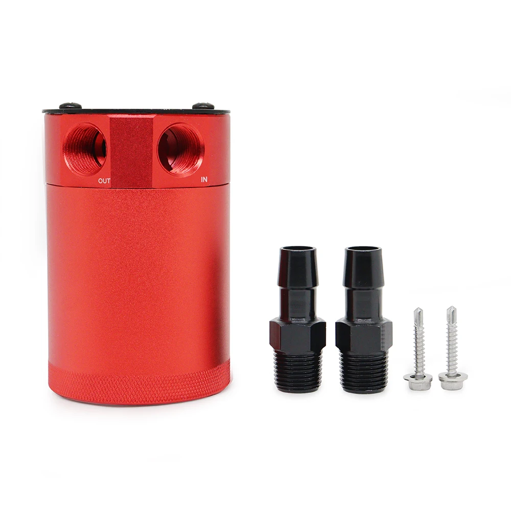 Universeller 300-ml-Ölauffangbehälter, kompakter, verballener 2-Port-Aluminiumbehälter, Ölauffangbehälter, Kraftstofftank, atmungsaktiver Wasserkocher mit zwei Löchern – Detail 8