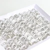 10/20Pcs/Lot Fashion Stainless Steel Adjustable Opening Ring For Women Men Mix Style Heart Snake Flower Jewelry No Fade