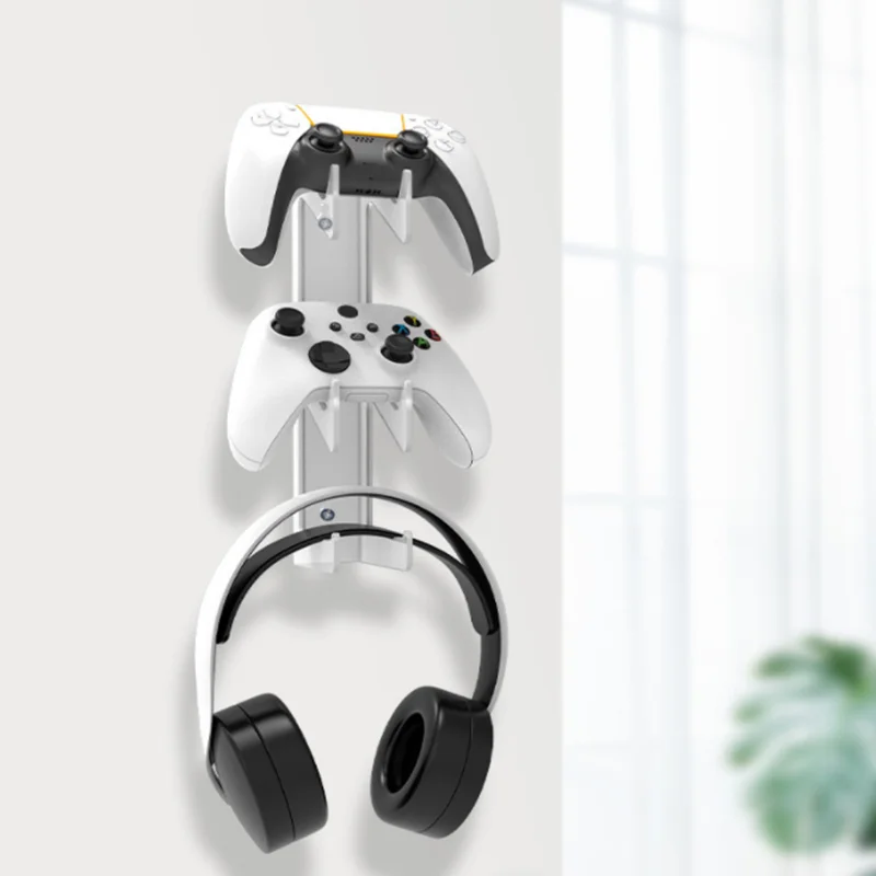 

Universal Headphone Stand Wall Mount Hanger Under Desk Wall Mounted Headset Gaming Controller Rack Holder Support Storage Rack