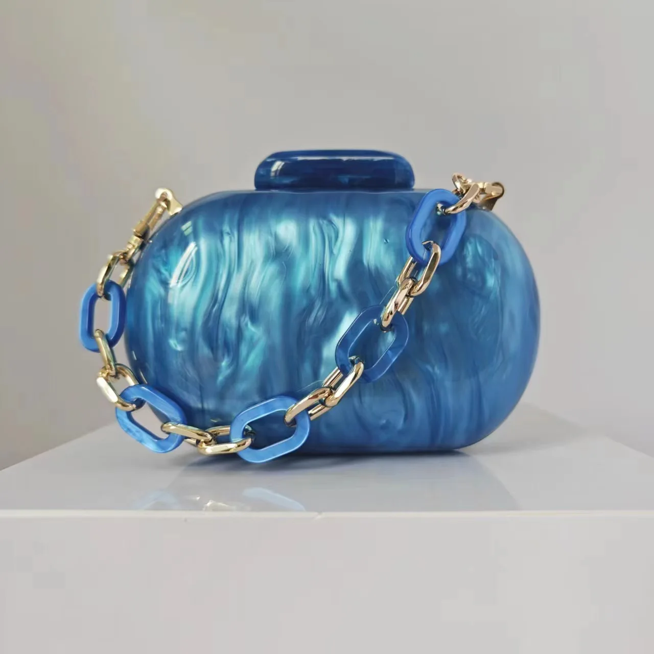 2024 nuova borsa da sera di moda per le donne pochette da sera in acrilico festa di nozze borsa a tracolla a catena rossa vintage mini portafoglio - immagine 3