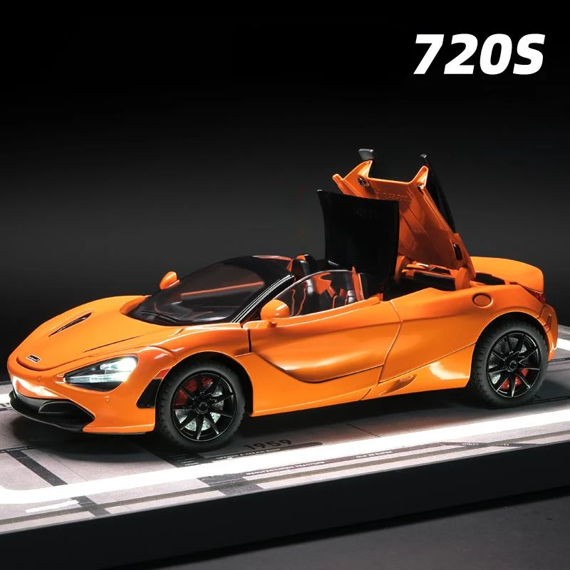 Simulazione 1/24 Mclaren 720S Super Car Model Con Sound Light Diecast Toy Vehicles Boy Car Toy Gift Compleanno Miniature Voiture