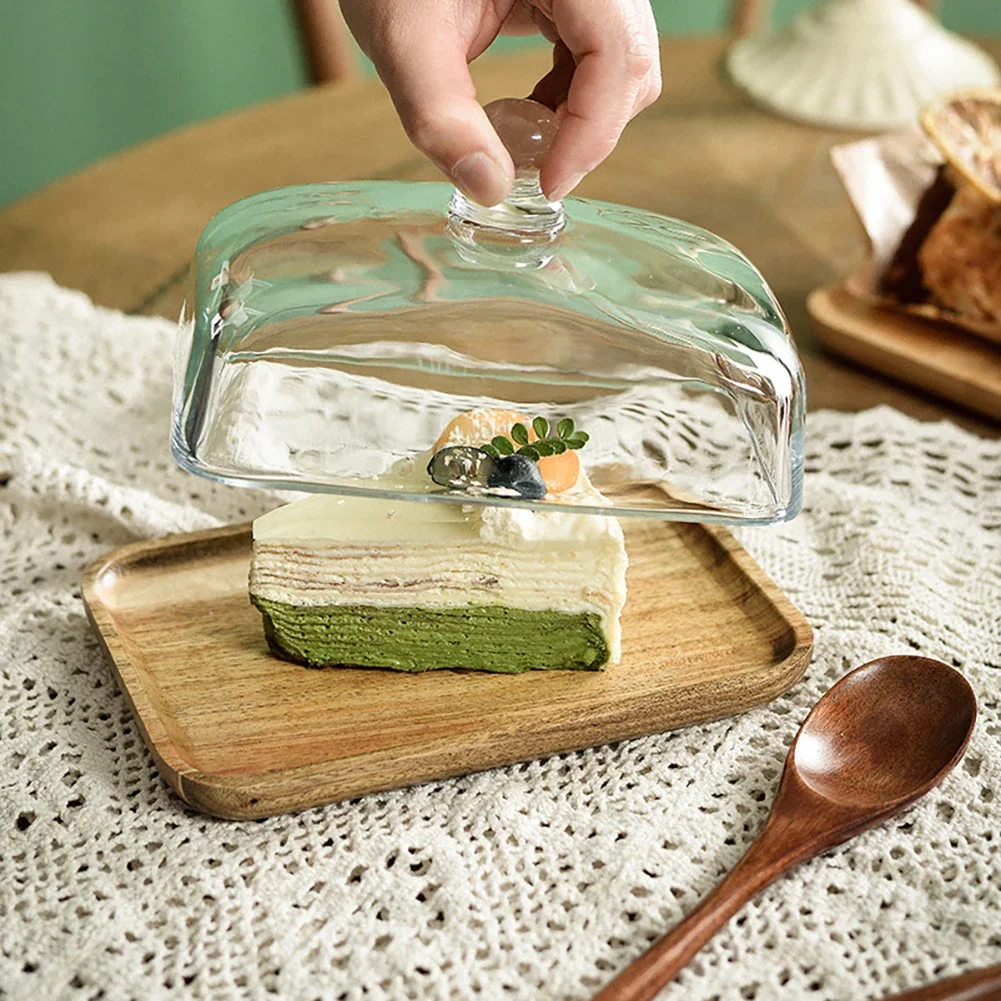 Elegant Butter Dish with Glass Cover Vintage Butter Plates Container Pastry Fruit Cake Dessert Display Tray for Wedding Party