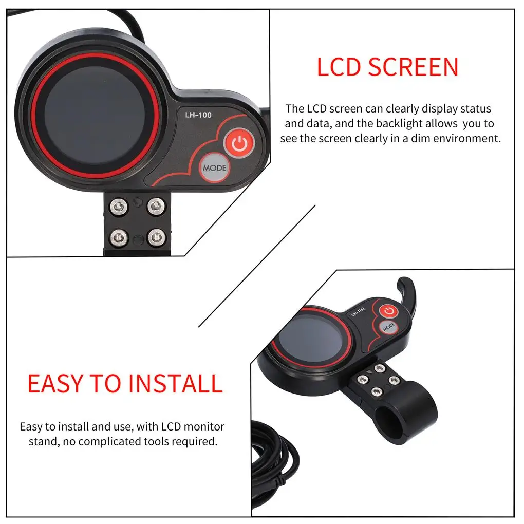 6-Wire Electric Bicycle Controller with LCD Display Meter 350W Bicycle Motor Brushless Controller Kit for Scooter Mountain Bike